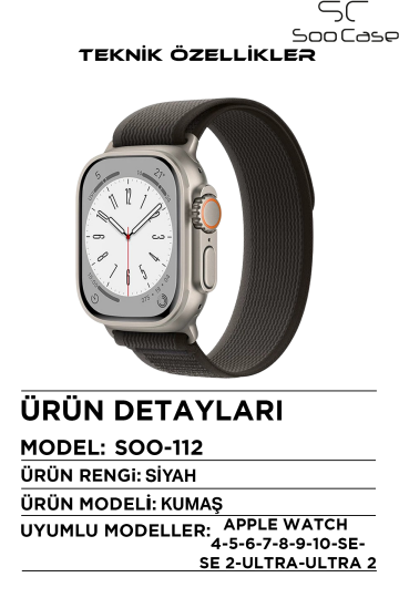 Apple Watch Uyumlu Alpine Kumaş Kordon 42-44-45-49 mm SOO-112 - 17