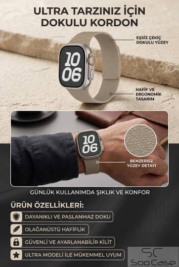 Apple Watch Uyumlu Deri Dokulu Silikon Kordon Spor Kayış 42/44/45/49 mm/ ULTRA / ULTRA 2 SOO-114 - 4