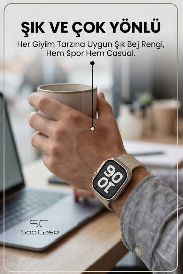 Apple Watch Uyumlu Deri Dokulu Silikon Kordon Spor Kayış 42/44/45/49 mm/ ULTRA / ULTRA 2 SOO-114 - 6