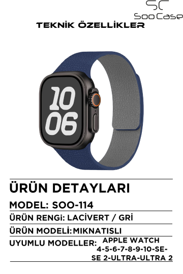 Apple Watch Uyumlu Deri Dokulu Silikon Kordon Spor Kayış 42/44/45/49 mm/ ULTRA / ULTRA 2 SOO-114 - 17
