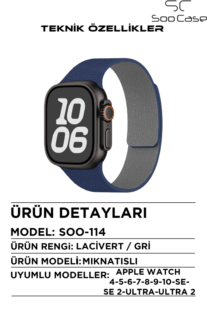 Apple Watch Uyumlu Deri Dokulu Silikon Kordon Spor Kayış 42/44/45/49 mm/ ULTRA / ULTRA 2 SOO-114 - 17
