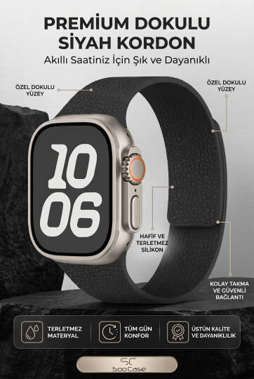 Apple Watch Uyumlu Deri Dokulu Silikon Kordon Spor Kayış 42/44/45/49 mm/ ULTRA / ULTRA 2 SOO-114 - 25