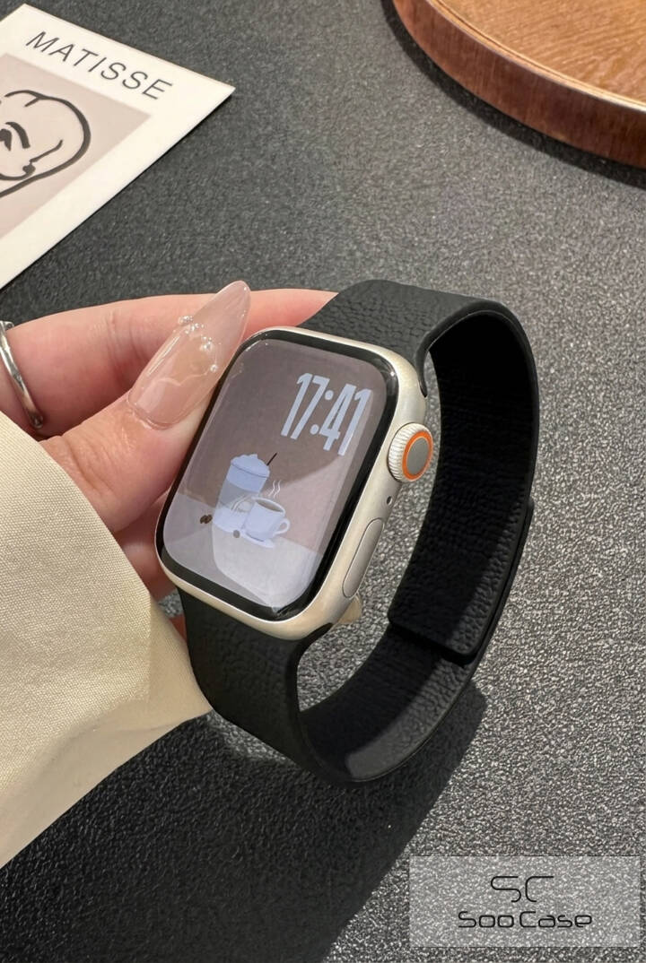 Apple Watch Uyumlu Deri Dokulu Silikon Kordon Spor Kayış 42/44/45/49 mm/ ULTRA / ULTRA 2 SOO-114 - 26