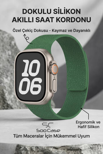 Apple Watch Uyumlu Deri Dokulu Silikon Kordon Spor Kayış 42/44/45/49 mm/ ULTRA / ULTRA 2 SOO-114 - 42