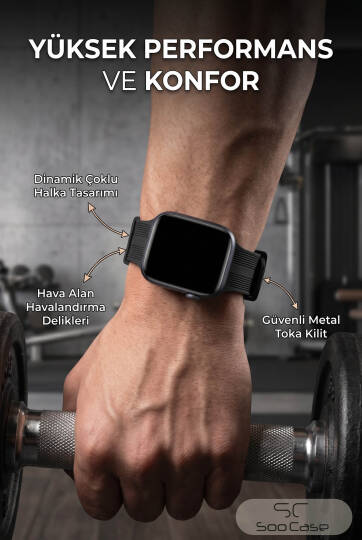 Apple Watch Uyumlu Watch 1/2/3/4/5/6/SE/7/8/9 Serileri 42/44/45/49 MM Kordon Kayış Silikon MT86 - 7