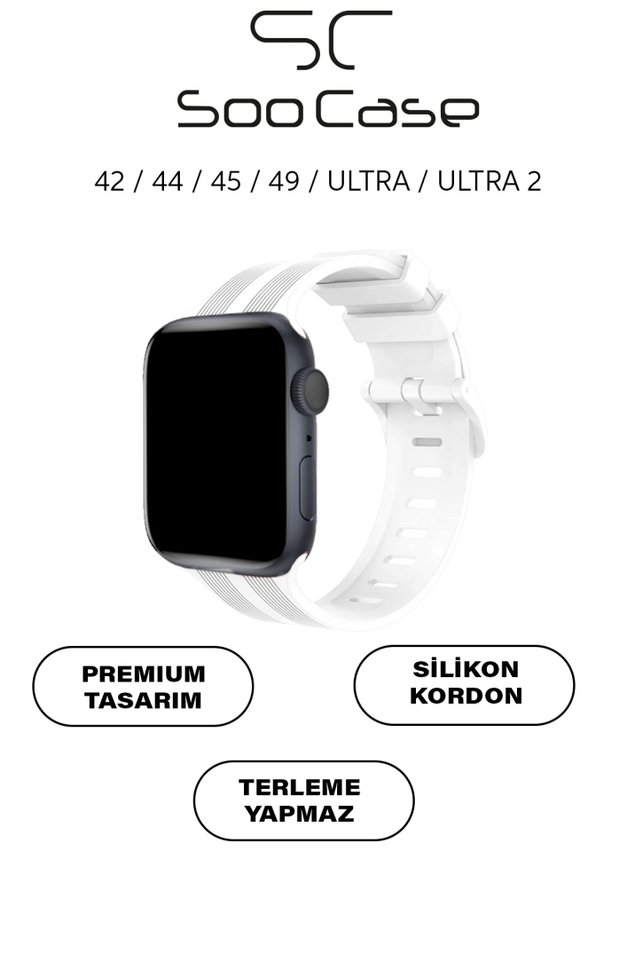 Apple Watch Uyumlu Watch 1/2/3/4/5/6/SE/7/8/9 Serileri 42/44/45/49 MM Kordon Kayış Silikon MT86 - 9