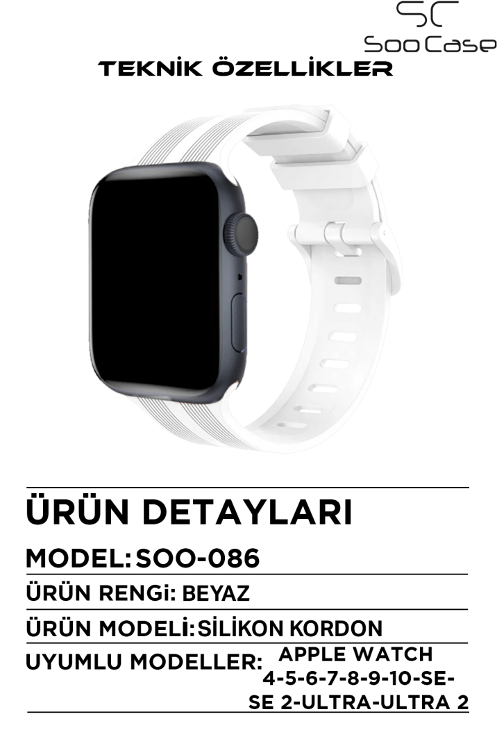 Apple Watch Uyumlu Watch 1/2/3/4/5/6/SE/7/8/9 Serileri 42/44/45/49 MM Kordon Kayış Silikon MT86 - 11