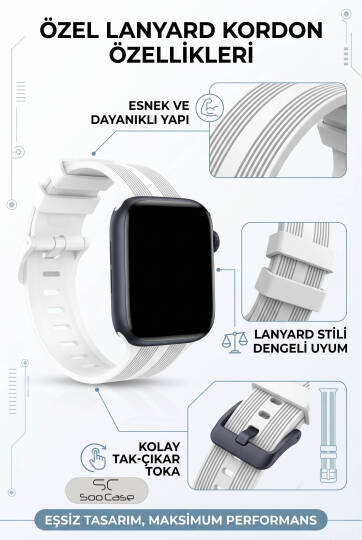 Apple Watch Uyumlu Watch 1/2/3/4/5/6/SE/7/8/9 Serileri 42/44/45/49 MM Kordon Kayış Silikon MT86 - 13