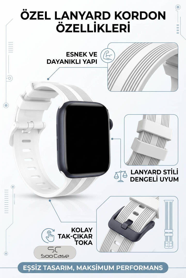 Apple Watch Uyumlu Watch 1/2/3/4/5/6/SE/7/8/9 Serileri 42/44/45/49 MM Kordon Kayış Silikon MT86 - 13