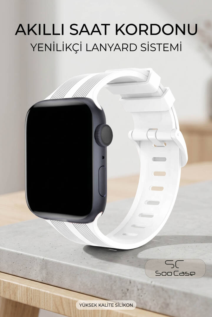 Apple Watch Uyumlu Watch 1/2/3/4/5/6/SE/7/8/9 Serileri 42/44/45/49 MM Kordon Kayış Silikon MT86 - 14