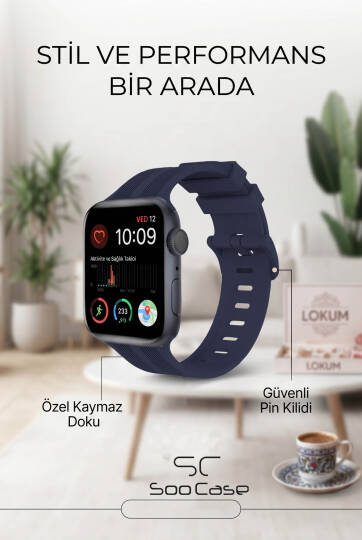 Apple Watch Uyumlu Watch 1/2/3/4/5/6/SE/7/8/9 Serileri 42/44/45/49 MM Kordon Kayış Silikon MT86 - 20