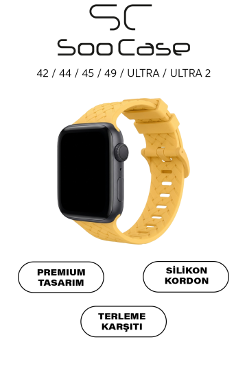 Apple Watch Uyumlu Watch 1/2/3/4/5/6/SE/7/8/9 Serileri 42/44/45/49 MM Kordon Kayış Silikon MT92 - 1