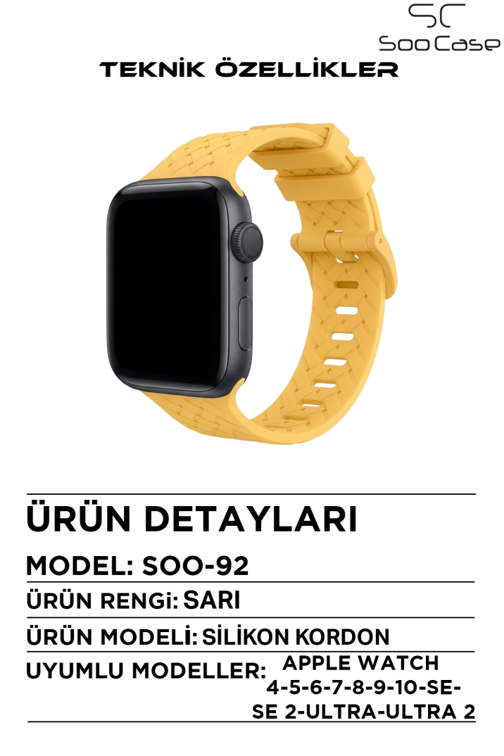 Apple Watch Uyumlu Watch 1/2/3/4/5/6/SE/7/8/9 Serileri 42/44/45/49 MM Kordon Kayış Silikon MT92 - 3