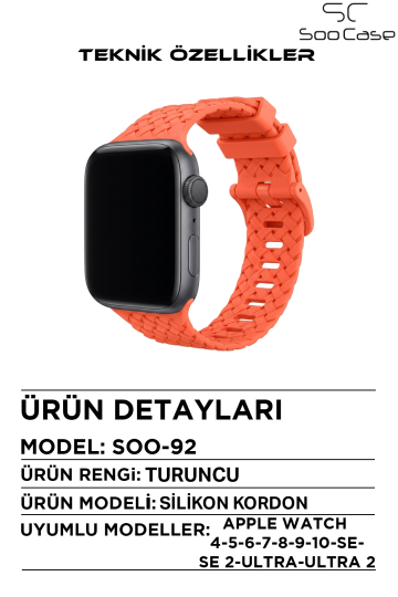 Apple Watch Uyumlu Watch 1/2/3/4/5/6/SE/7/8/9 Serileri 42/44/45/49 MM Kordon Kayış Silikon MT92 - 8