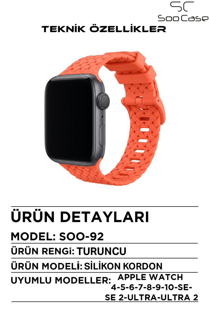 Apple Watch Uyumlu Watch 1/2/3/4/5/6/SE/7/8/9 Serileri 42/44/45/49 MM Kordon Kayış Silikon MT92 - 8