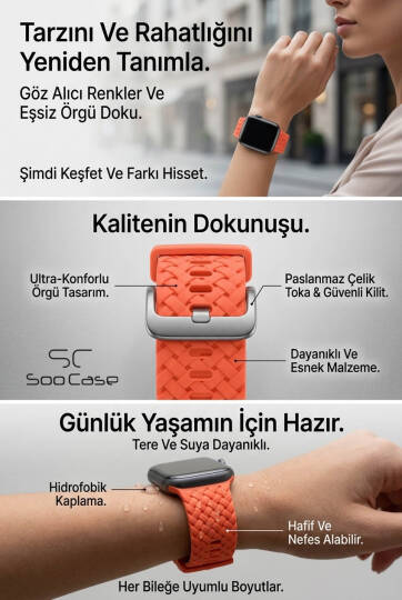 Apple Watch Uyumlu Watch 1/2/3/4/5/6/SE/7/8/9 Serileri 42/44/45/49 MM Kordon Kayış Silikon MT92 - 9