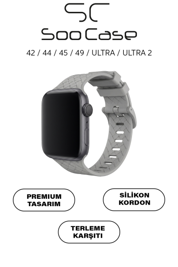 Apple Watch Uyumlu Watch 1/2/3/4/5/6/SE/7/8/9 Serileri 42/44/45/49 MM Kordon Kayış Silikon MT92 - 11