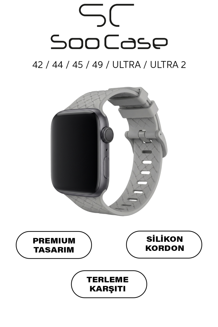 Apple Watch Uyumlu Watch 1/2/3/4/5/6/SE/7/8/9 Serileri 42/44/45/49 MM Kordon Kayış Silikon MT92 - 11