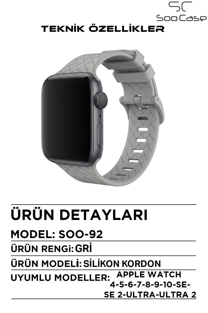 Apple Watch Uyumlu Watch 1/2/3/4/5/6/SE/7/8/9 Serileri 42/44/45/49 MM Kordon Kayış Silikon MT92 - 13