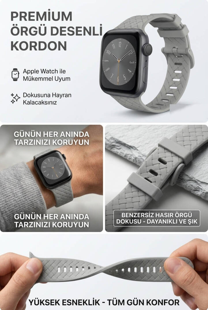 Apple Watch Uyumlu Watch 1/2/3/4/5/6/SE/7/8/9 Serileri 42/44/45/49 MM Kordon Kayış Silikon MT92 - 14