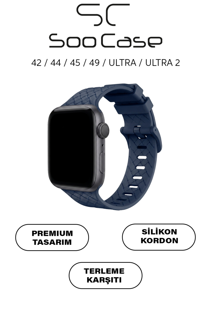 Apple Watch Uyumlu Watch 1/2/3/4/5/6/SE/7/8/9 Serileri 42/44/45/49 MM Kordon Kayış Silikon MT92 - 16