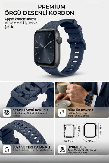 Apple Watch Uyumlu Watch 1/2/3/4/5/6/SE/7/8/9 Serileri 42/44/45/49 MM Kordon Kayış Silikon MT92 - 19