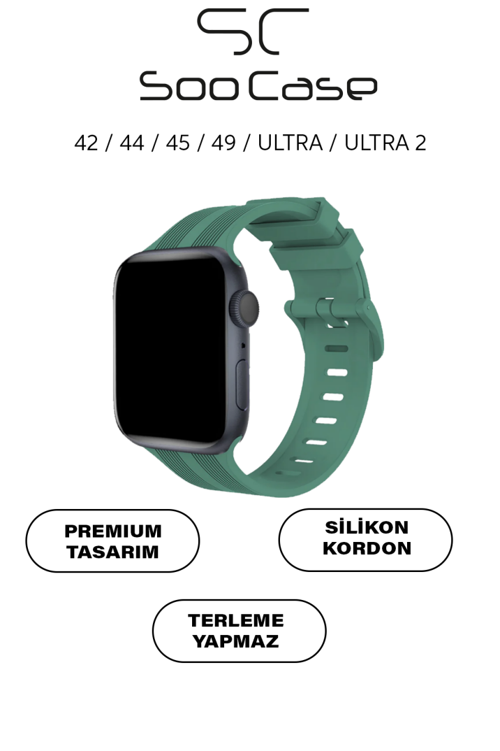 Apple Watch Uyumlu Watch 3 4 5 6 7 8 9 Se Serileri 38 40 41mm Kordon Kayış Silikon MT86 - 1