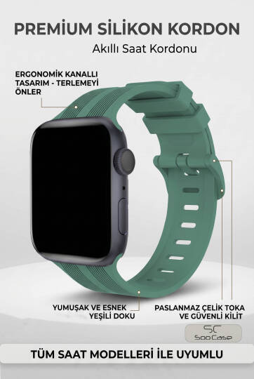 Apple Watch Uyumlu Watch 3 4 5 6 7 8 9 Se Serileri 38 40 41mm Kordon Kayış Silikon MT86 - 4