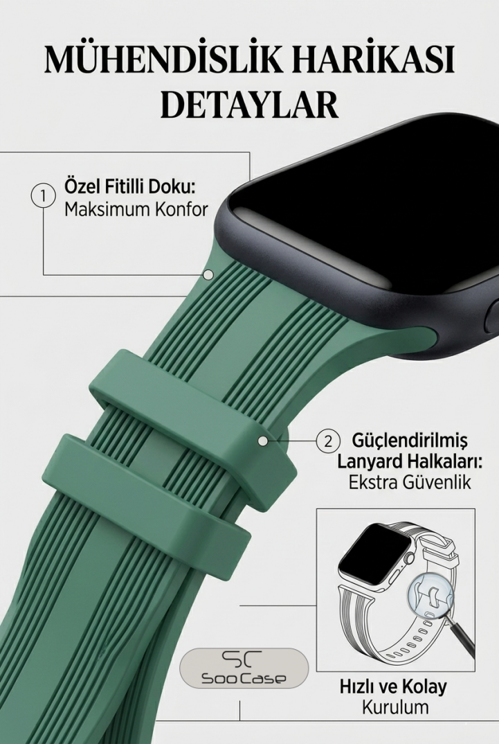 Apple Watch Uyumlu Watch 3 4 5 6 7 8 9 Se Serileri 38 40 41mm Kordon Kayış Silikon MT86 - 5