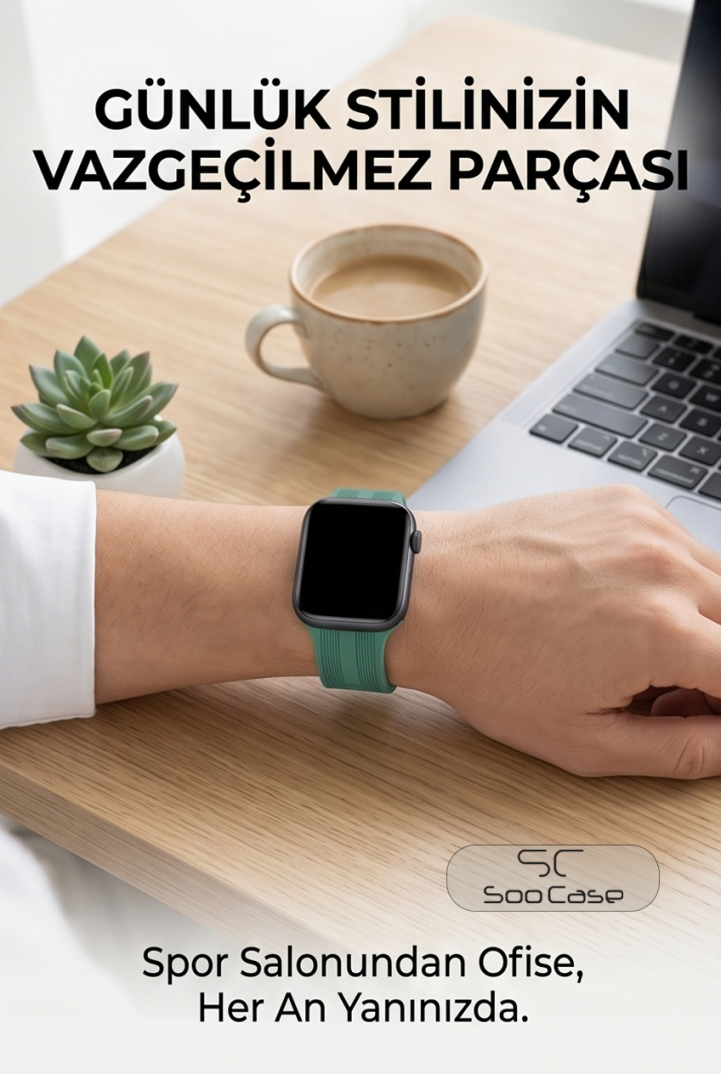 Apple Watch Uyumlu Watch 3 4 5 6 7 8 9 Se Serileri 38 40 41mm Kordon Kayış Silikon MT86 - 6
