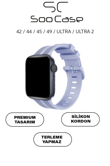 Apple Watch Uyumlu Watch 3 4 5 6 7 8 9 Se Serileri 38 40 41mm Kordon Kayış Silikon MT86 Mor