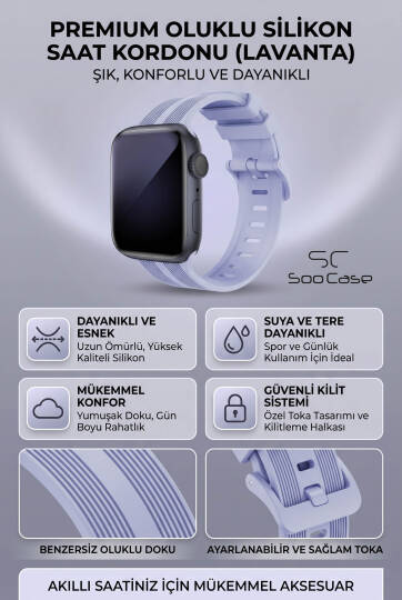 Apple Watch Uyumlu Watch 3 4 5 6 7 8 9 Se Serileri 38 40 41mm Kordon Kayış Silikon MT86 - 11