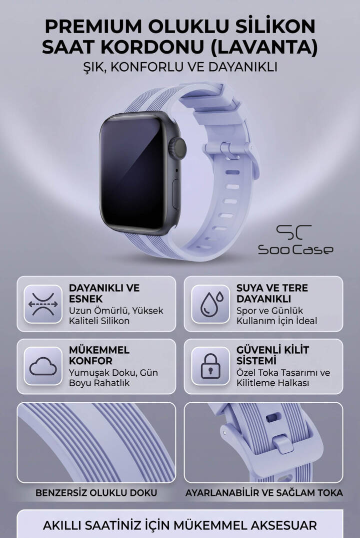 Apple Watch Uyumlu Watch 3 4 5 6 7 8 9 Se Serileri 38 40 41mm Kordon Kayış Silikon MT86 - 11
