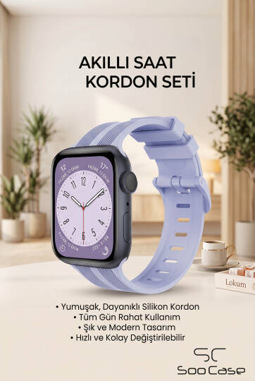 Apple Watch Uyumlu Watch 3 4 5 6 7 8 9 Se Serileri 38 40 41mm Kordon Kayış Silikon MT86 - 12