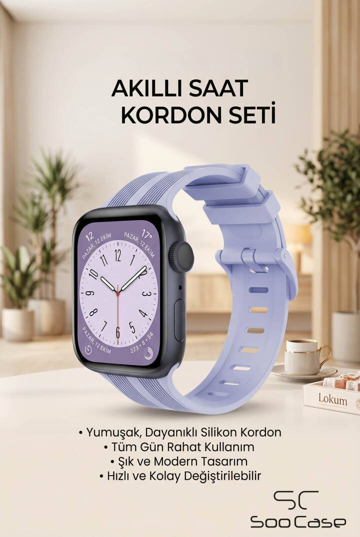 Apple Watch Uyumlu Watch 3 4 5 6 7 8 9 Se Serileri 38 40 41mm Kordon Kayış Silikon MT86 - 12