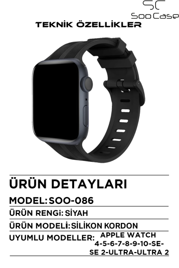 Apple Watch Uyumlu Watch 3 4 5 6 7 8 9 Se Serileri 38 40 41mm Kordon Kayış Silikon MT86 - 16
