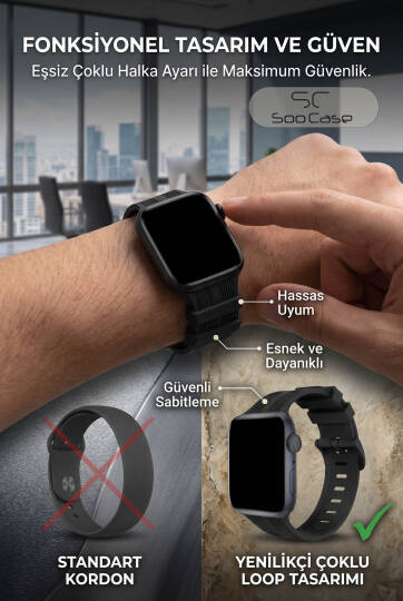 Apple Watch Uyumlu Watch 3 4 5 6 7 8 9 Se Serileri 38 40 41mm Kordon Kayış Silikon MT86 - 19