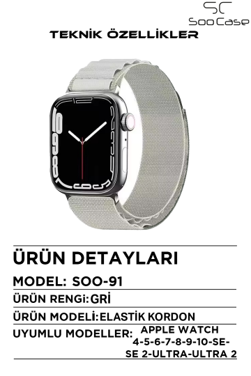 Apple Watch Uyumlu Watch 3 4 5 6 7 8 9 SeSeri 38 40 41 MM İndigo Alpine Loop MT91 - 8
