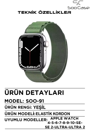 Apple Watch Uyumlu Watch 3 4 5 6 7 8 9 SeSeri 38 40 41 MM İndigo Alpine Loop MT91 - 20