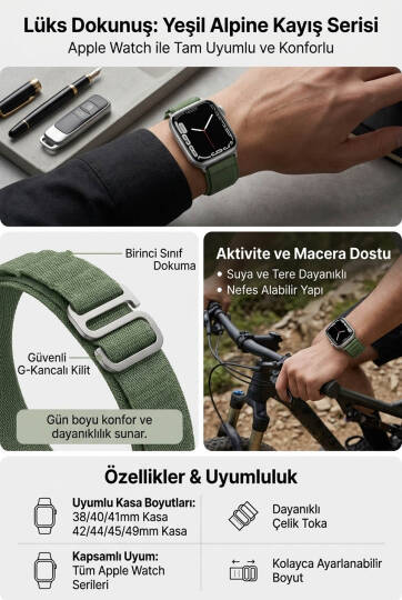 Apple Watch Uyumlu Watch 3 4 5 6 7 8 9 SeSeri 38 40 41 MM İndigo Alpine Loop MT91 - 21