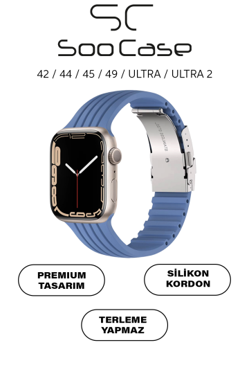 Apple Watch Uyumlu Watch 3 4 5 6 7 8 9 SeSeri 38 40 41 MM Klipsli Kordon Kayış Silikon MT36