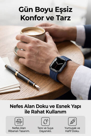 Apple Watch Uyumlu Watch 3 4 5 6 7 8 9 SeSeri 38 40 41 MM Klipsli Kordon Kayış Silikon MT36 - 31