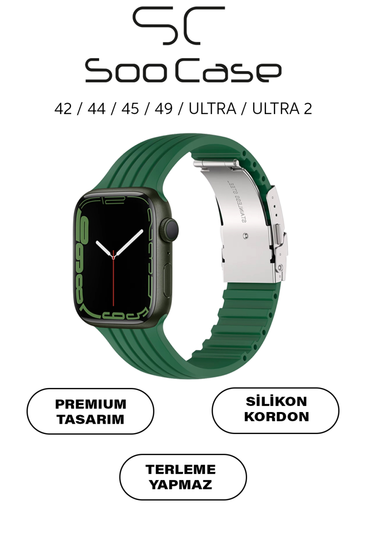 Apple Watch Uyumlu Watch 3 4 5 6 7 8 9 SeSeri 38 40 41 MM Klipsli Kordon Kayış Silikon MT36 - 46