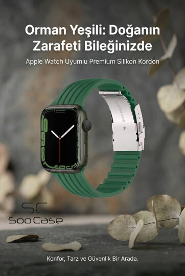 Apple Watch Uyumlu Watch 3 4 5 6 7 8 9 SeSeri 38 40 41 MM Klipsli Kordon Kayış Silikon MT36 - 50