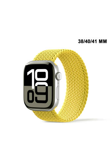 Apple Watch Uyumlu Watch 3 4 5 6 7 8 9 SeSeri 38 40 41mm Solo Loop Kordon Kayış Silikon L Beden MT86 Sarı