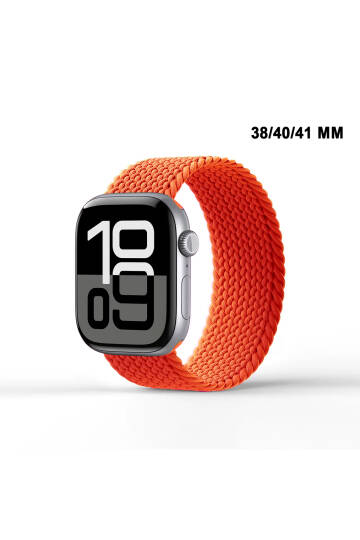 Apple Watch Uyumlu Watch 3 4 5 6 7 8 9 SeSeri 38 40 41mm Solo Loop Kordon Kayış Silikon L Beden MT86 Turuncu
