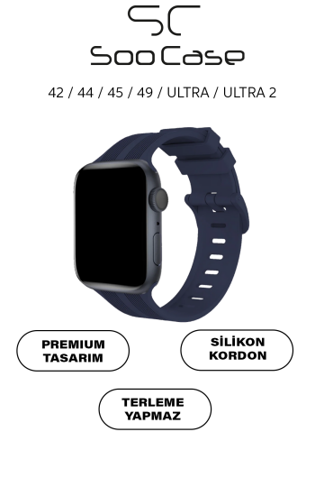 Apple Watch Uyumlu Watch 3 4 5 6 7 8 9 SeSeri 38 40 41mm Solo Loop Kordon Kayış Silikon S Beden MT86