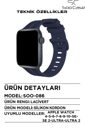Apple Watch Uyumlu Watch 3 4 5 6 7 8 9 SeSeri 38 40 41mm Solo Loop Kordon Kayış Silikon S Beden MT86 - 3