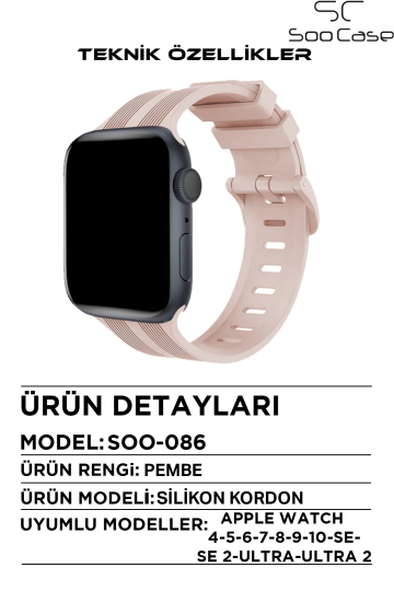 Apple Watch Uyumlu Watch 3 4 5 6 7 8 9 SeSeri 38 40 41mm Solo Loop Kordon Kayış Silikon S Beden MT86 - 9