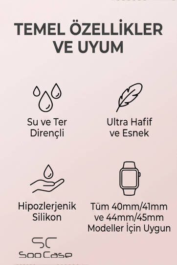Apple Watch Uyumlu Watch 3 4 5 6 7 8 9 SeSeri 38 40 41mm Solo Loop Kordon Kayış Silikon S Beden MT86 - 13